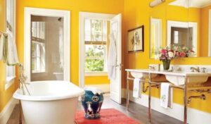 sarı ve beyaz banyo renk seçimi