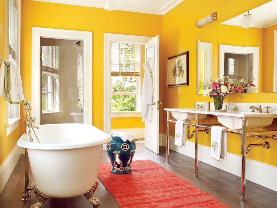 sarı ve beyaz banyo renk seçimi