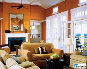 parlak turuncu ile aydınlık odalar