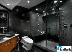 Siyah renk banyo tasarımı